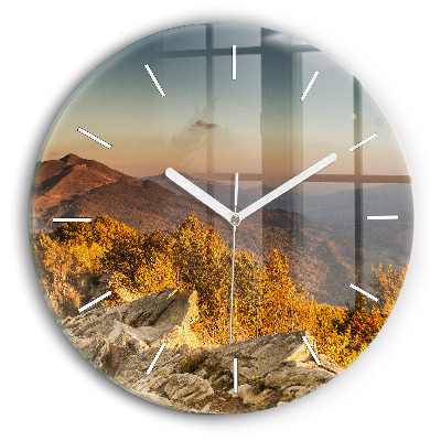 Round glass clock Bieszczady Mountains