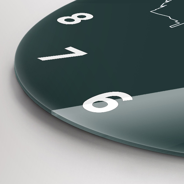 Round glass clock Line art of the city of Brno