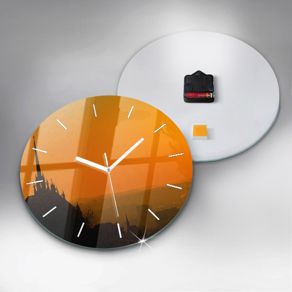 Round glass clock View of the Brno Cathedral