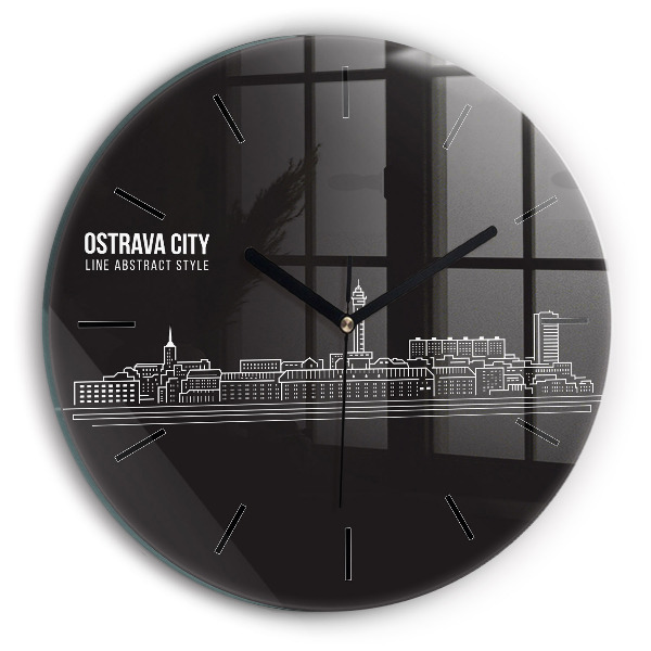 Round glass clock City of Ostrava drawing