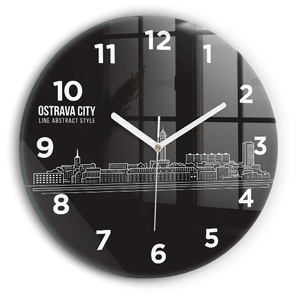 Round glass clock City of Ostrava drawing