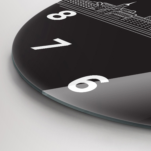 Round glass clock City of Ostrava drawing