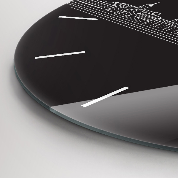 Round glass clock City of Ostrava drawing