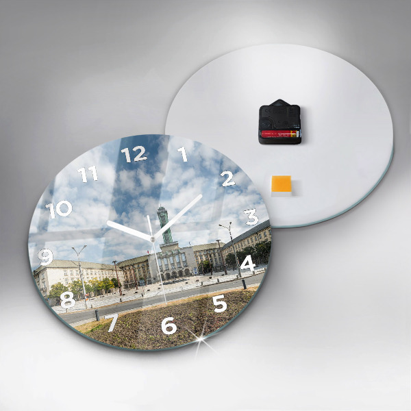 Round glass clock Panorama of the city of Ostrava