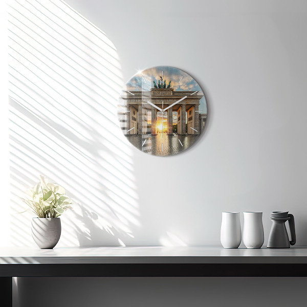 Round glass clock Brandenburg Gate