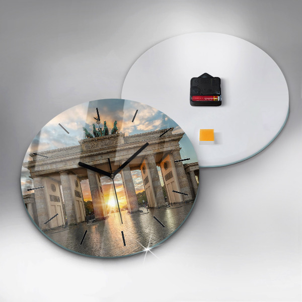 Round glass clock Brandenburg Gate