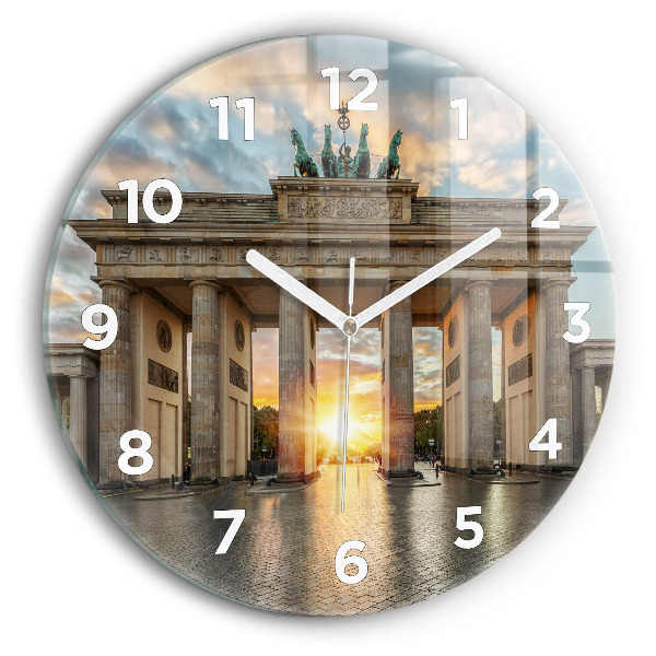 Round glass clock Brandenburg Gate