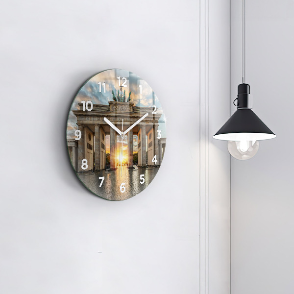 Round glass clock Brandenburg Gate