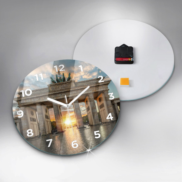 Round glass clock Brandenburg Gate