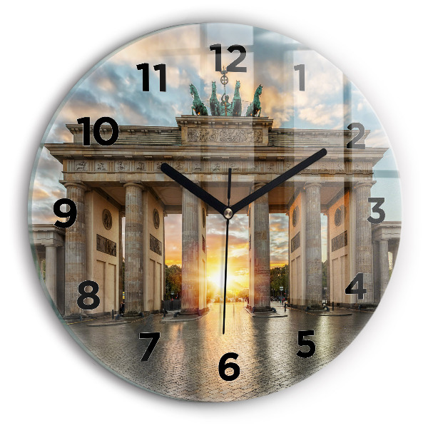 Round glass clock Brandenburg Gate