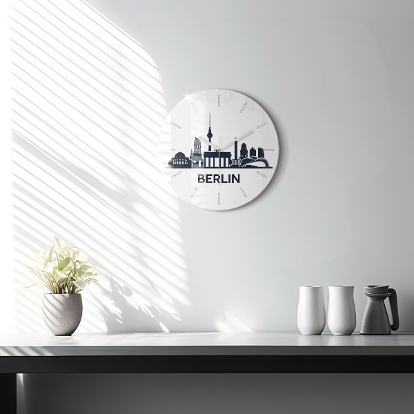 Round glass clock Berlin city illustration