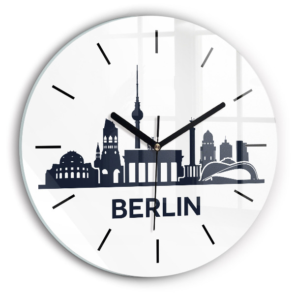 Round glass clock Berlin city illustration