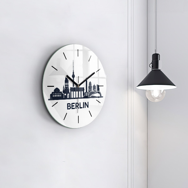 Round glass clock Berlin city illustration