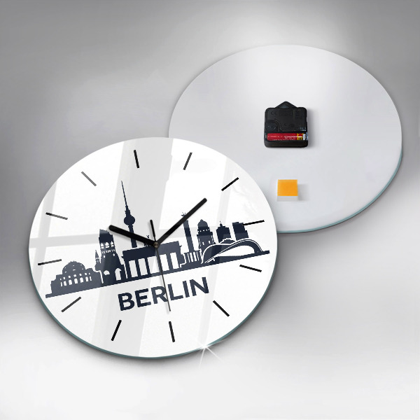 Round glass clock Berlin city illustration