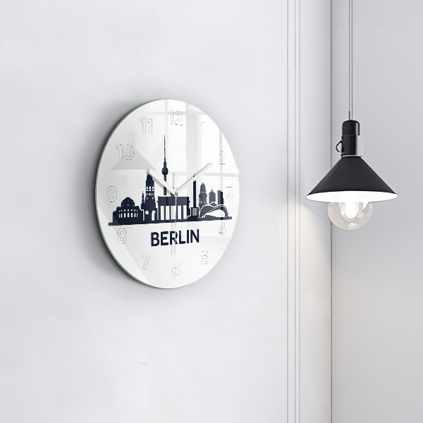 Round glass clock Berlin city illustration