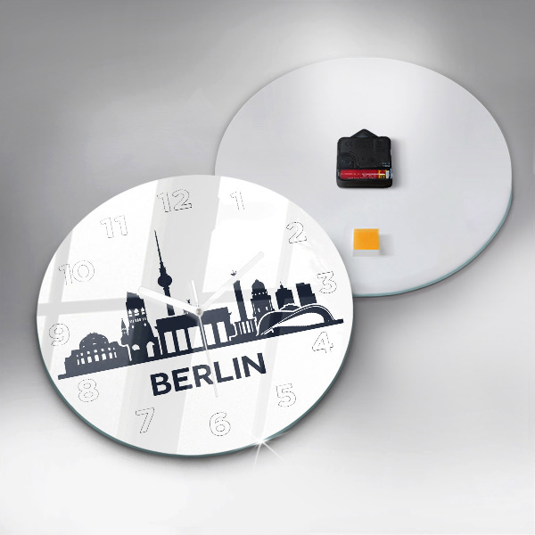 Round glass clock Berlin city illustration