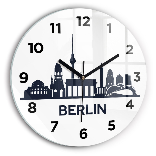 Round glass clock Berlin city illustration