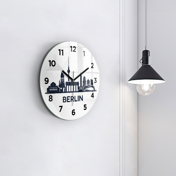 Round glass clock Berlin city illustration