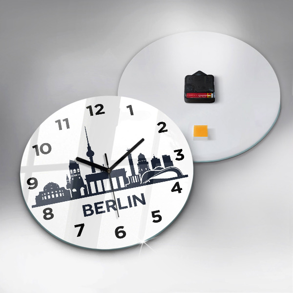 Round glass clock Berlin city illustration