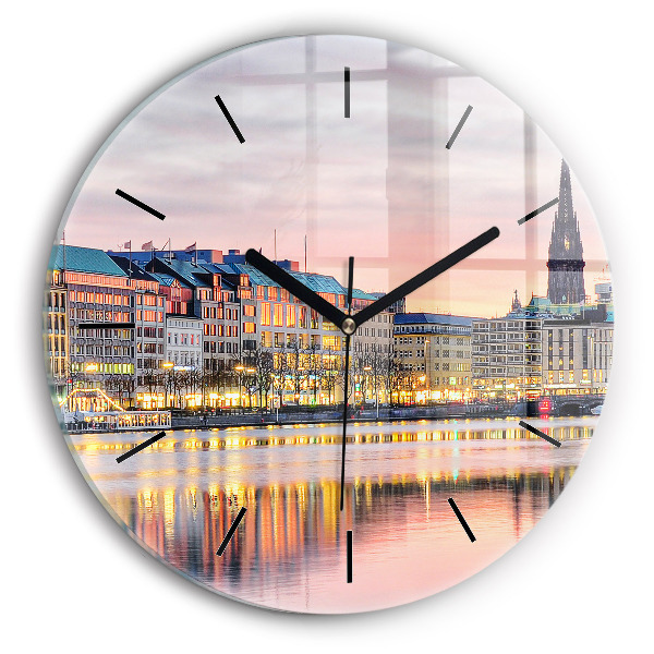 Round glass clock Alster in Hamburg
