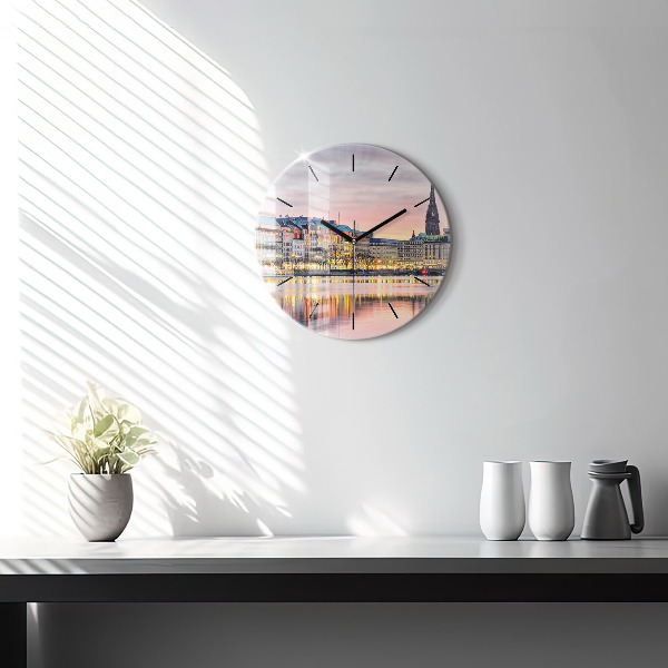 Round glass clock Alster in Hamburg