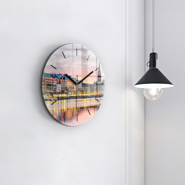 Round glass clock Alster in Hamburg