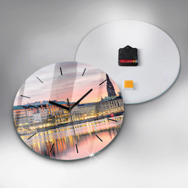 Round glass clock Alster in Hamburg