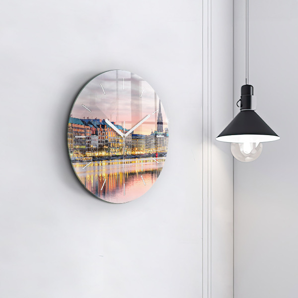 Round glass clock Alster in Hamburg