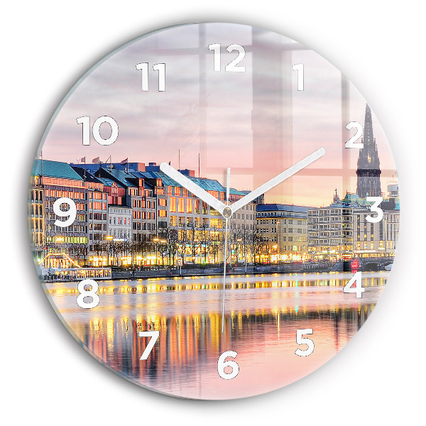 Round glass clock Alster in Hamburg
