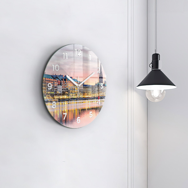 Round glass clock Alster in Hamburg