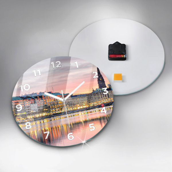 Round glass clock Alster in Hamburg