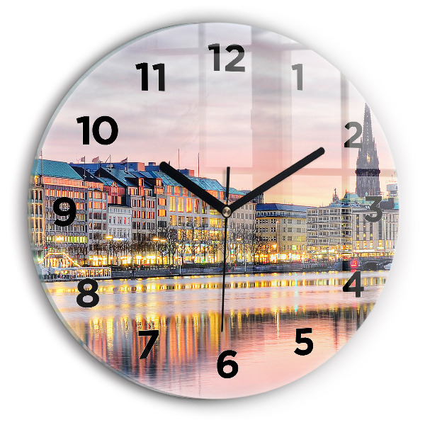 Round glass clock Alster in Hamburg