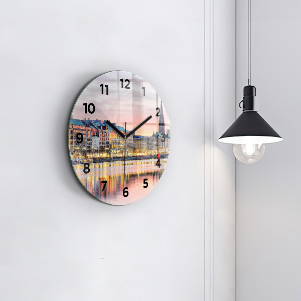 Round glass clock Alster in Hamburg