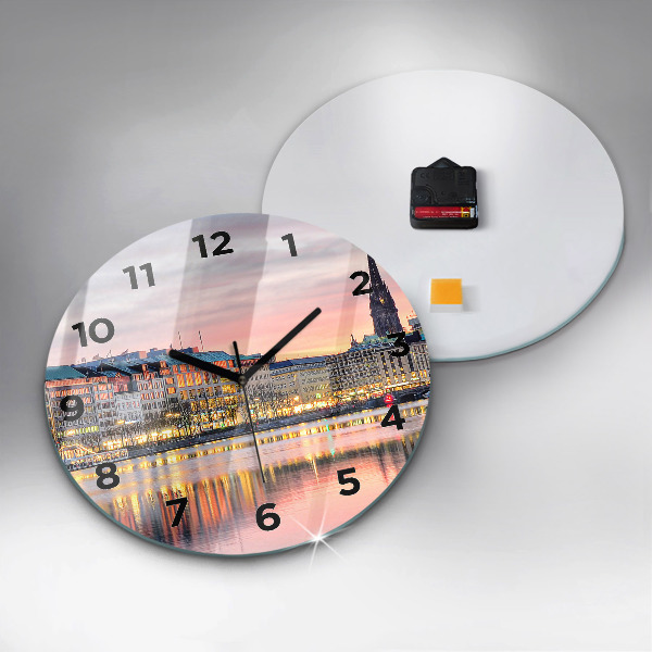 Round glass clock Alster in Hamburg