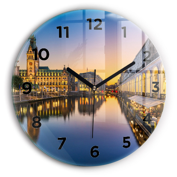 Round glass clock Hamburg City Hall