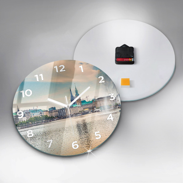 Round glass clock Binnenalster in Hamburg