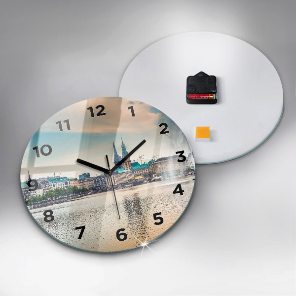 Round glass clock Binnenalster in Hamburg
