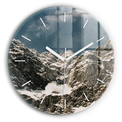 Round glass clock Watzmann Mountains