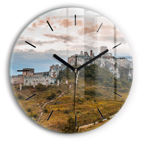 Round glass clock Spiš Castle in Slovakia