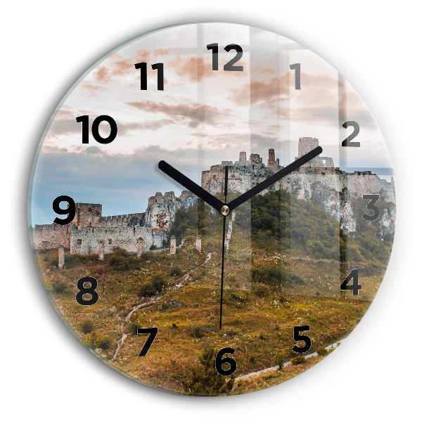 Round glass clock Spiš Castle in Slovakia