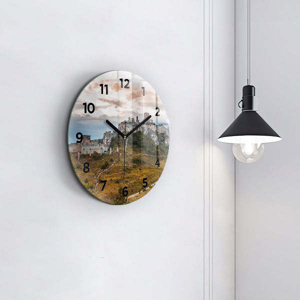 Round glass clock Spiš Castle in Slovakia