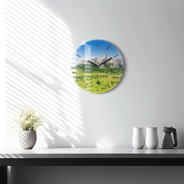 Round glass clock Spiš Castle in Slovakia