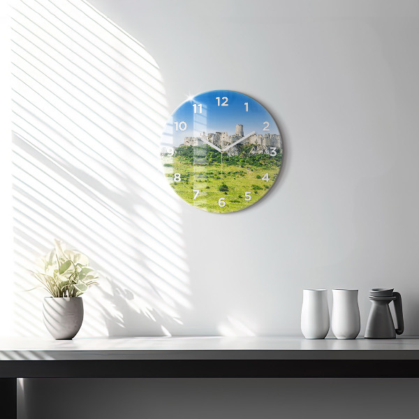Round glass clock Spiš Castle in Slovakia
