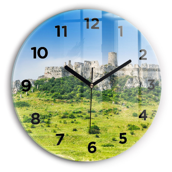 Round glass clock Spiš Castle in Slovakia