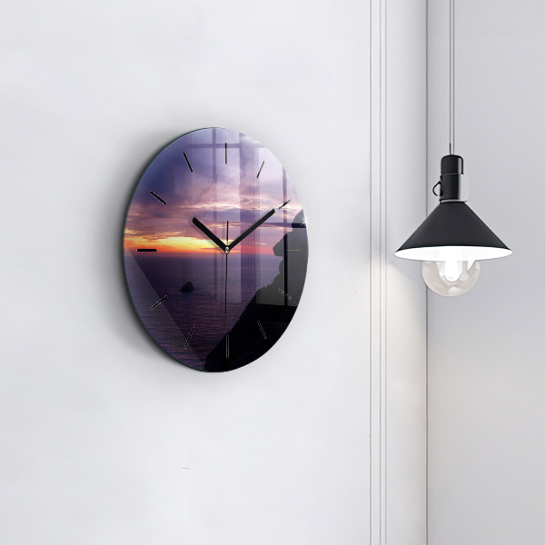 Round glass clock Stone head