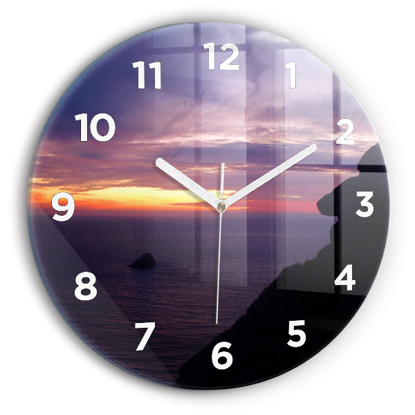 Round glass clock Stone head