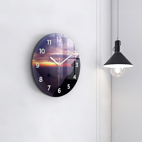 Round glass clock Stone head