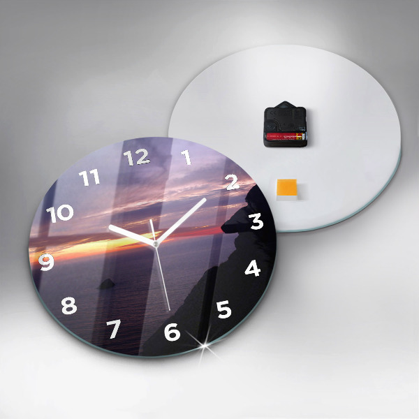 Round glass clock Stone head