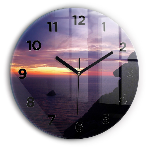 Round glass clock Stone head