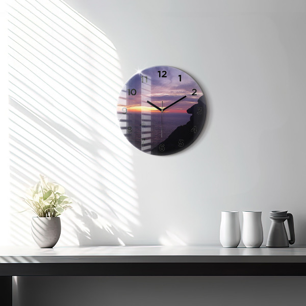 Round glass clock Stone head